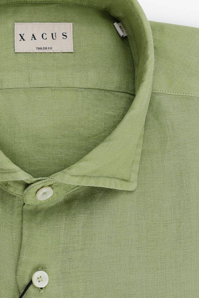 Xacus Hemd Herren Xacus Regular Einfarbig 100% Leinen Kragen Französisch Lange Ärmel