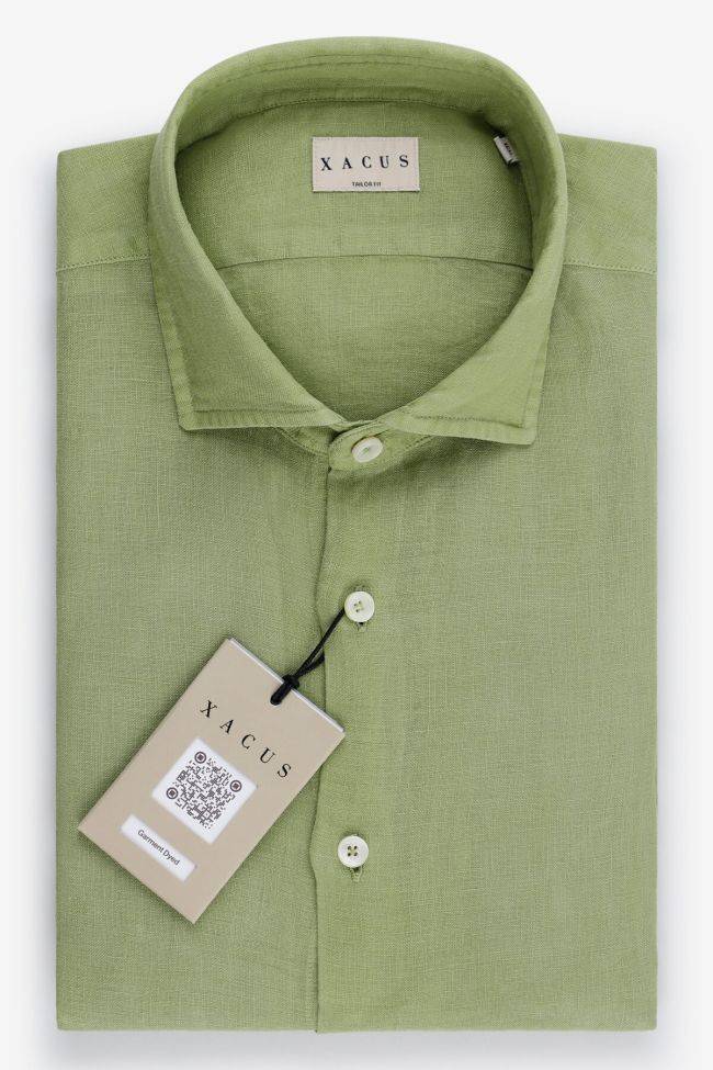 xacus Hemd Herren Xacus Regular Einfarbig 100% Leinen kragen Französisch Lange Ärmel