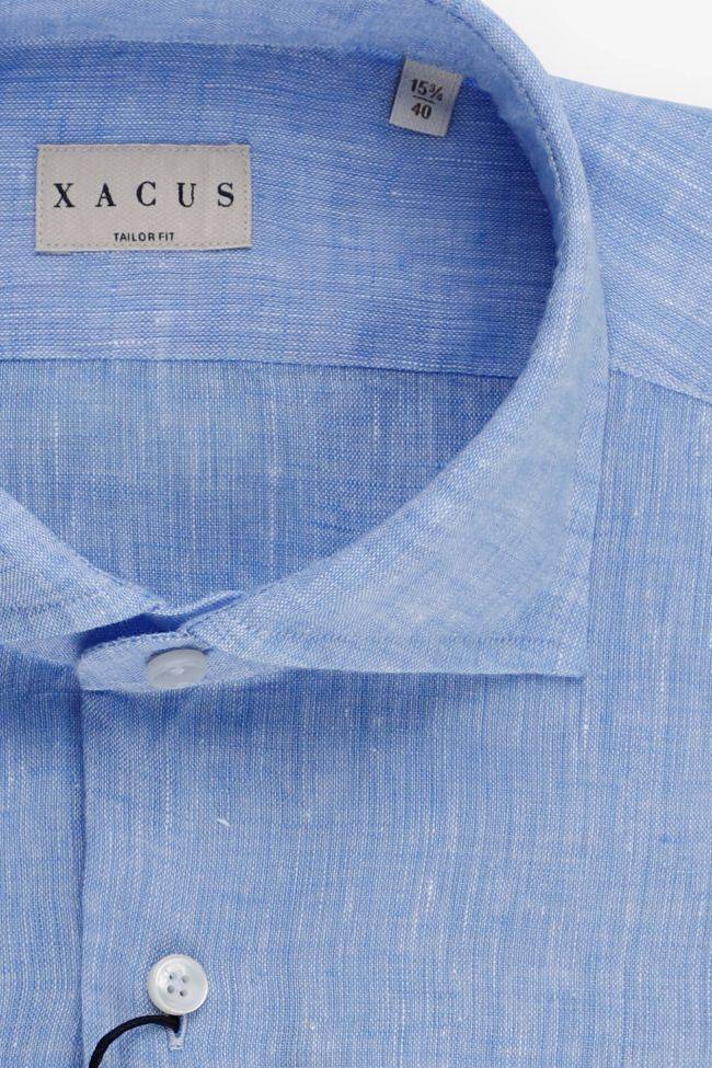 Xacus Hemd Herren Xacus Regular Einfarbig 100% Leinen Kragen Französisch Lange Ärmel