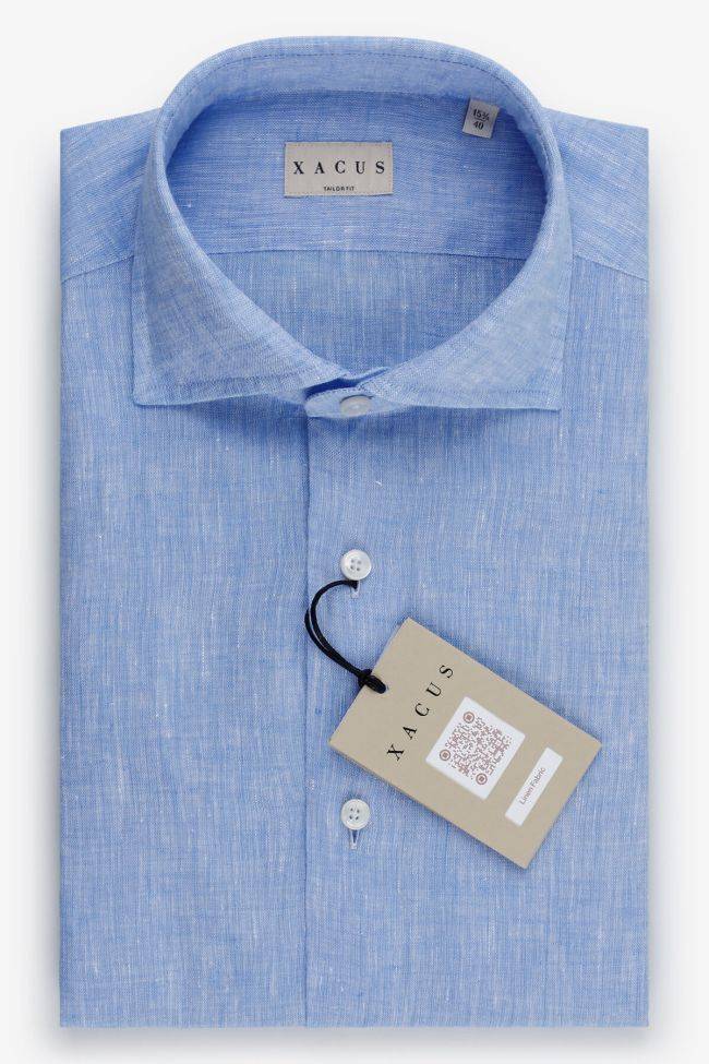 xacus Hemd Herren Xacus Regular Einfarbig 100% Leinen kragen Französisch Lange Ärmel