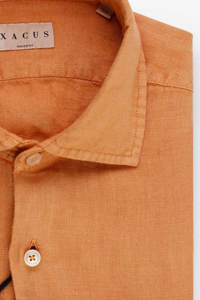 Xacus Hemd Herren Xacus Regular Einfarbig 100% Leinen Kragen Französisch Lange Ärmel