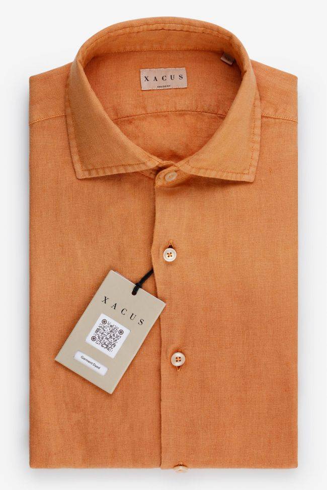 xacus Hemd Herren Xacus Regular Einfarbig 100% Leinen kragen Französisch Lange Ärmel