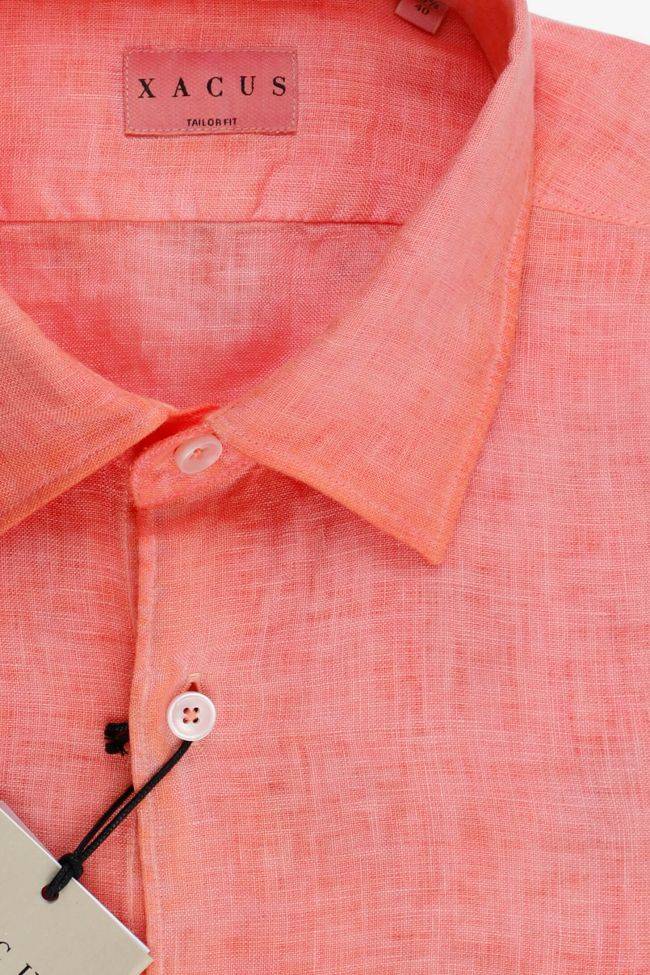 Xacus Hemd Herren Xacus Regular Einfarbig 100% Leinen Kragen Italienisch Lange Ärmel