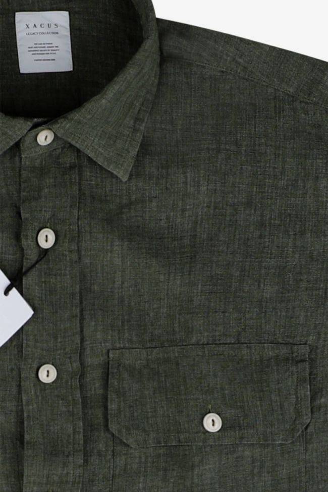 Xacus Hemd Herren Xacus Regular Einfarbig 100% Leinen Kragen Italienisch Lange Ärmel