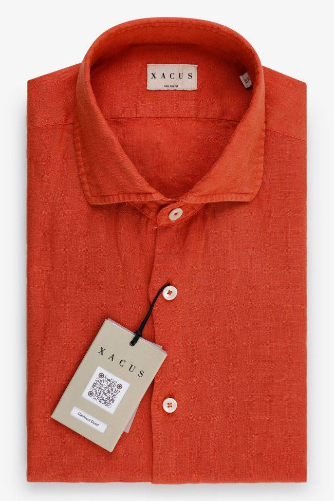xacus Hemd Herren Xacus Regular Einfarbig 100% Leinen kragen Französisch Lange Ärmel