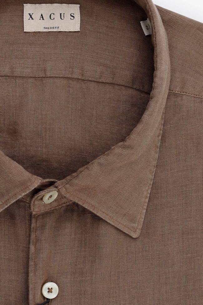 xacus Hemd Herren Xacus Regular Einfarbig 100% Leinen kragen Italienisch Lange Ärmel