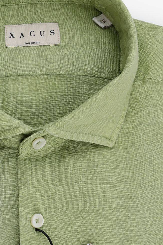 Xacus Hemd Herren Xacus Regular Einfarbig 100% Leinen Kragen Französisch Lange Ärmel