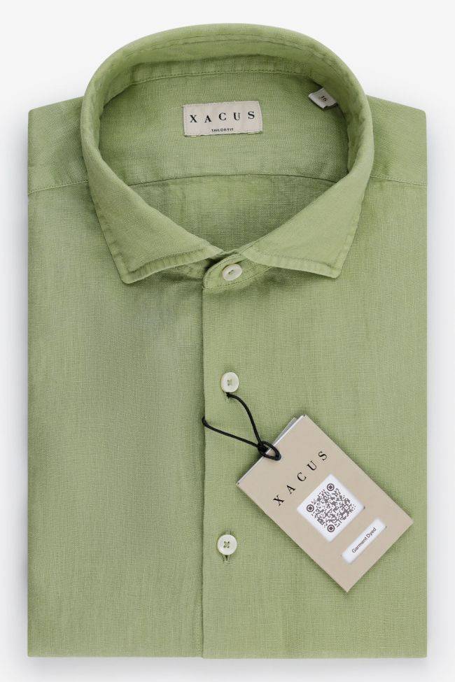xacus Hemd Herren Xacus Regular Einfarbig 100% Leinen kragen Französisch Lange Ärmel