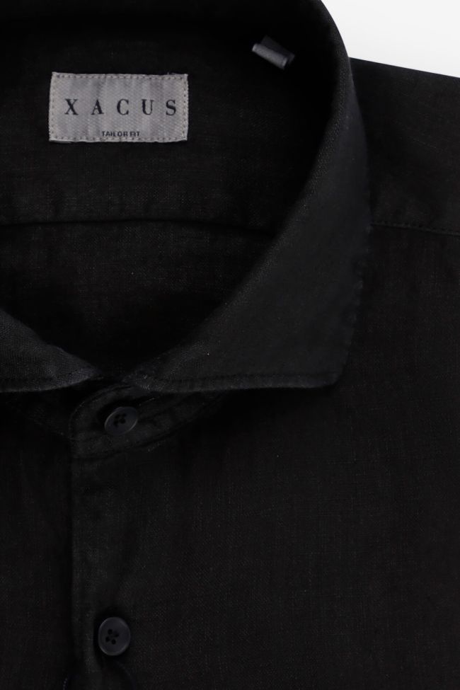 Xacus Hemd Herren Xacus Regular Einfarbig 100% Leinen Kragen Französisch Lange Ärmel