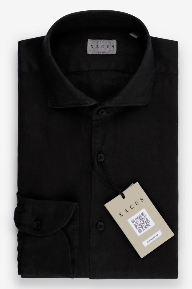 xacus Hemd Herren Xacus Regular Einfarbig 100% Leinen kragen Französisch Lange Ärmel