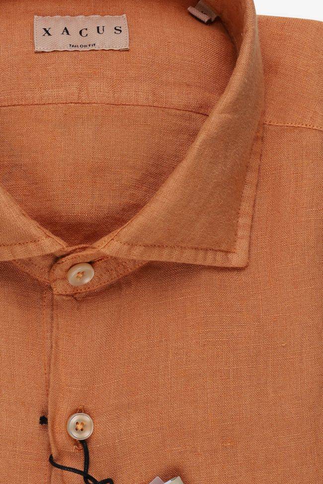 Xacus Hemd Herren Xacus Regular Einfarbig 100% Leinen Kragen Französisch Lange Ärmel