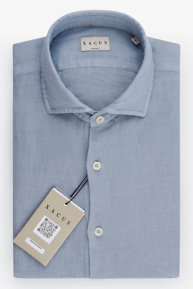 xacus Hemd Herren Xacus Regular Einfarbig 100% Leinen kragen Französisch Lange Ärmel