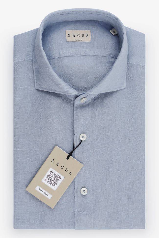 xacus Hemd Herren Xacus Regular Einfarbig 100% Leinen kragen Französisch Lange Ärmel