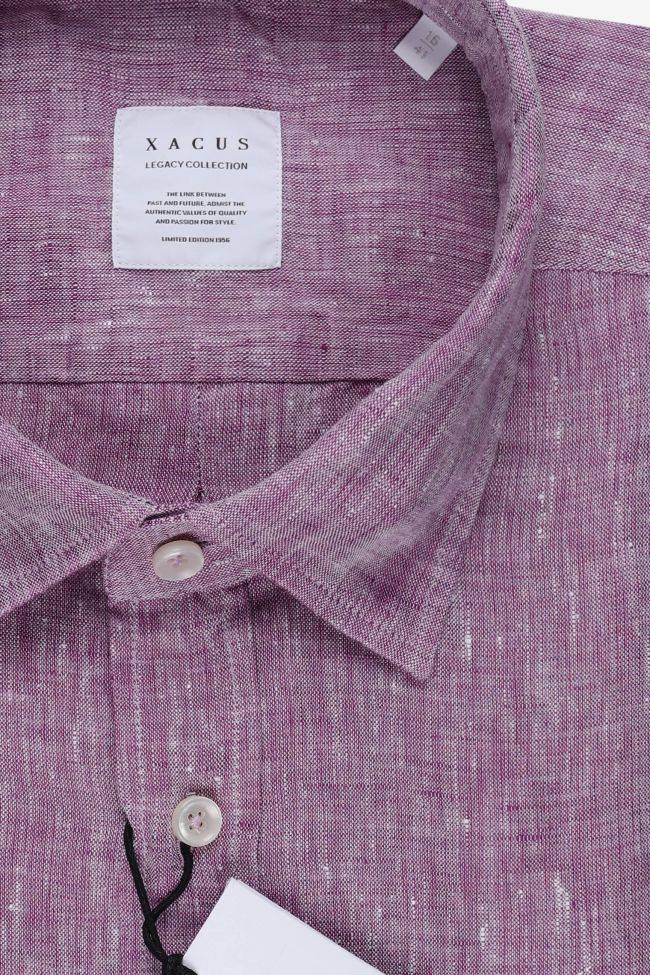 Xacus Hemd Herren Xacus Regular Einfarbig 100% Leinen Kragen Italienisch Lange Ärmel