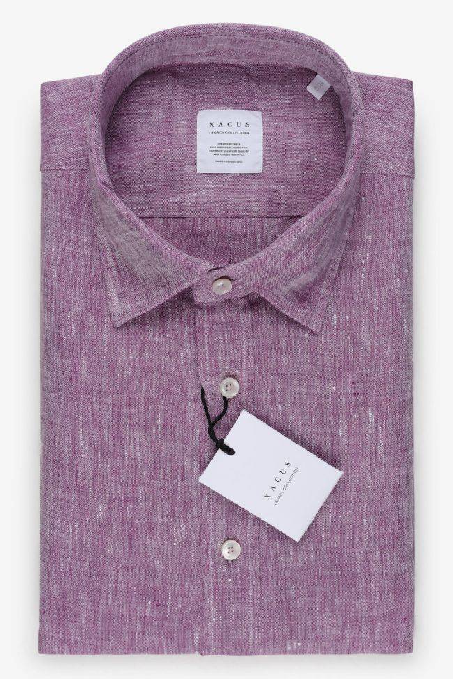 xacus Hemd Herren Xacus Regular Einfarbig 100% Leinen kragen Italienisch Lange Ärmel