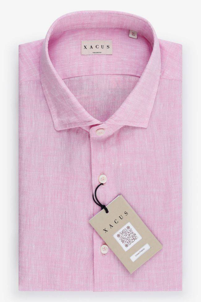 xacus Hemd Herren Xacus Regular Einfarbig 100% Leinen kragen Französisch Lange Ärmel