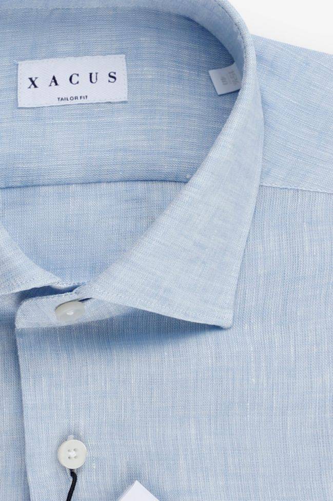 Xacus Hemd Herren Xacus Regular Einfarbig 100% Leinen Kragen Französisch Lange Ärmel