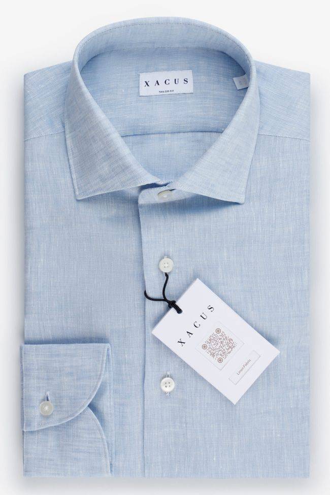 xacus Hemd Herren Xacus Regular Einfarbig 100% Leinen kragen Französisch Lange Ärmel