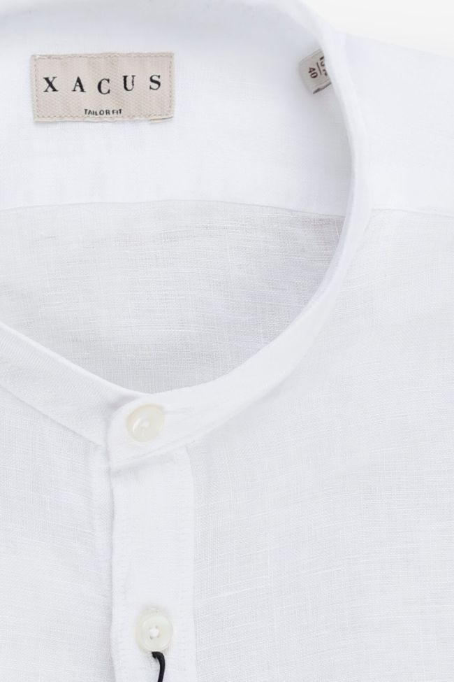 Xacus Hemd Herren Xacus Regular Einfarbig 100% Leinen Kragen Mandarinkragen Lange Ärmel