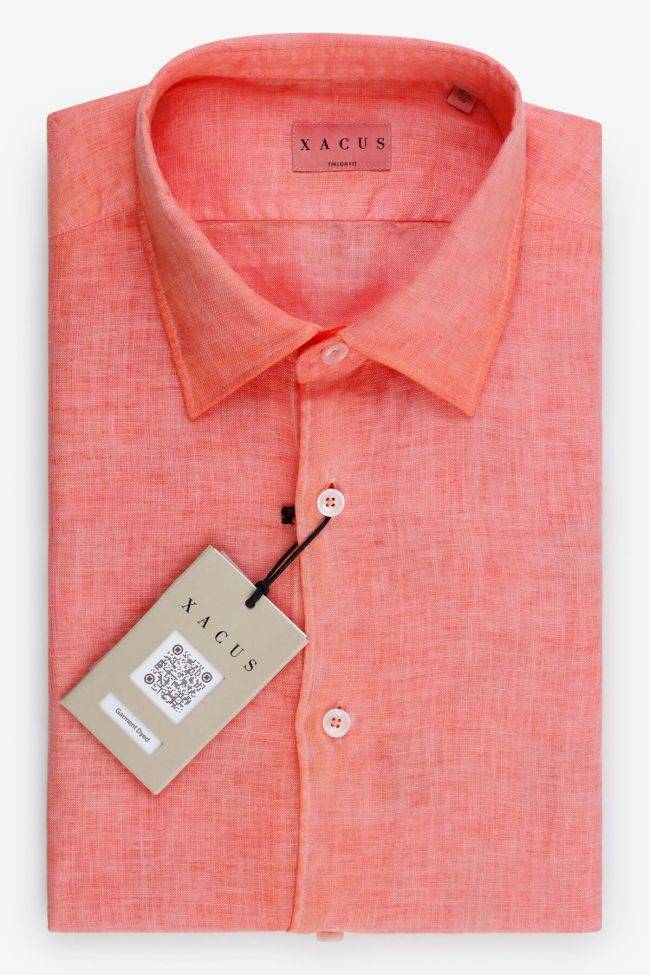xacus Hemd Herren Xacus Regular Einfarbig 100% Leinen kragen Italienisch Lange Ärmel