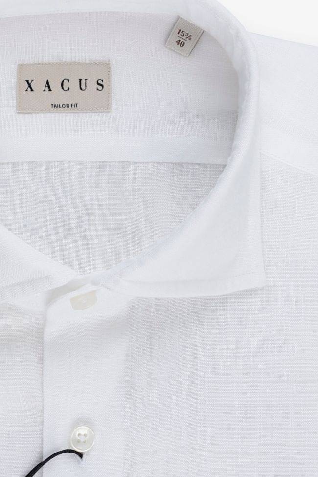 Xacus Hemd Herren Xacus Regular Einfarbig 100% Leinen Kragen Französisch Lange Ärmel
