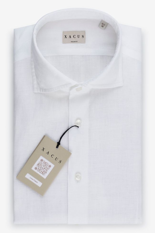 xacus Hemd Herren Xacus Regular Einfarbig 100% Leinen kragen Französisch Lange Ärmel