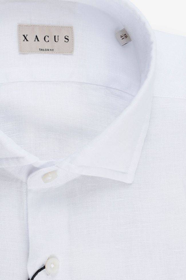 Xacus Hemd Herren Xacus Regular Einfarbig 100% Leinen Kragen Französisch Lange Ärmel