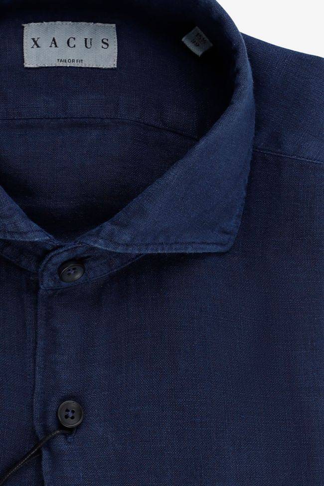 xacus Hemd Herren Xacus Regular Einfarbig 100% Leinen kragen Französisch Lange Ärmel