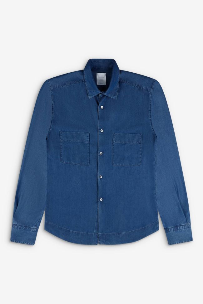 Xacus Hemd Herren Xacus Regular Einfarbig 100% Lyocell Kragen Italienisch Lange Ärmel