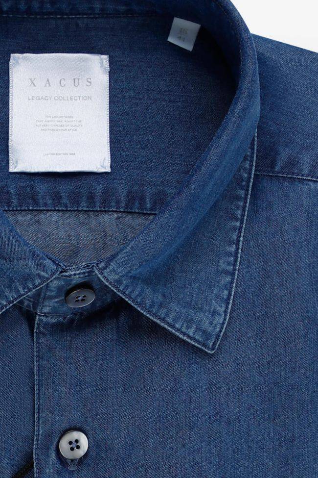 Xacus Hemd Herren Xacus Regular Einfarbig 100% Lyocell Kragen Italienisch Lange Ärmel