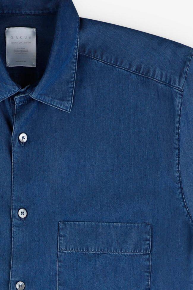 Xacus Hemd Herren Xacus Regular Einfarbig 100% Lyocell Kragen Italienisch Lange Ärmel