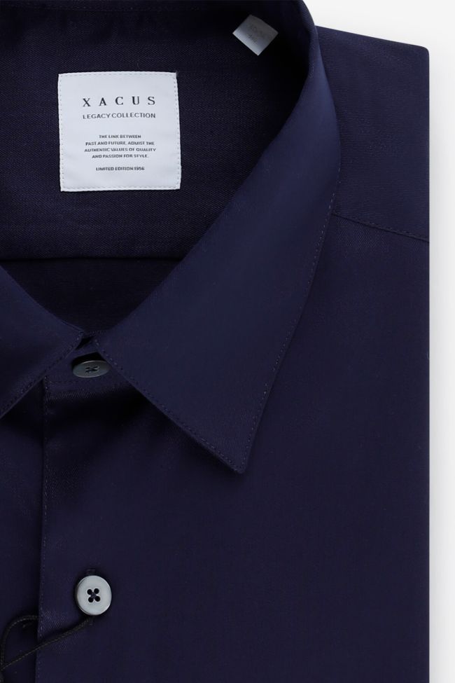 Xacus Hemd Herren Xacus Regular Einfarbig 100% Lyocell Kragen Französisch Lange Ärmel