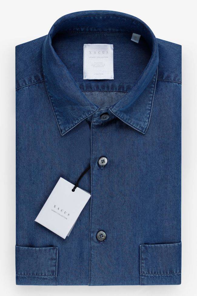 xacus Hemd Herren Xacus Regular Einfarbig 100% Lyocell kragen Italienisch Lange Ärmel