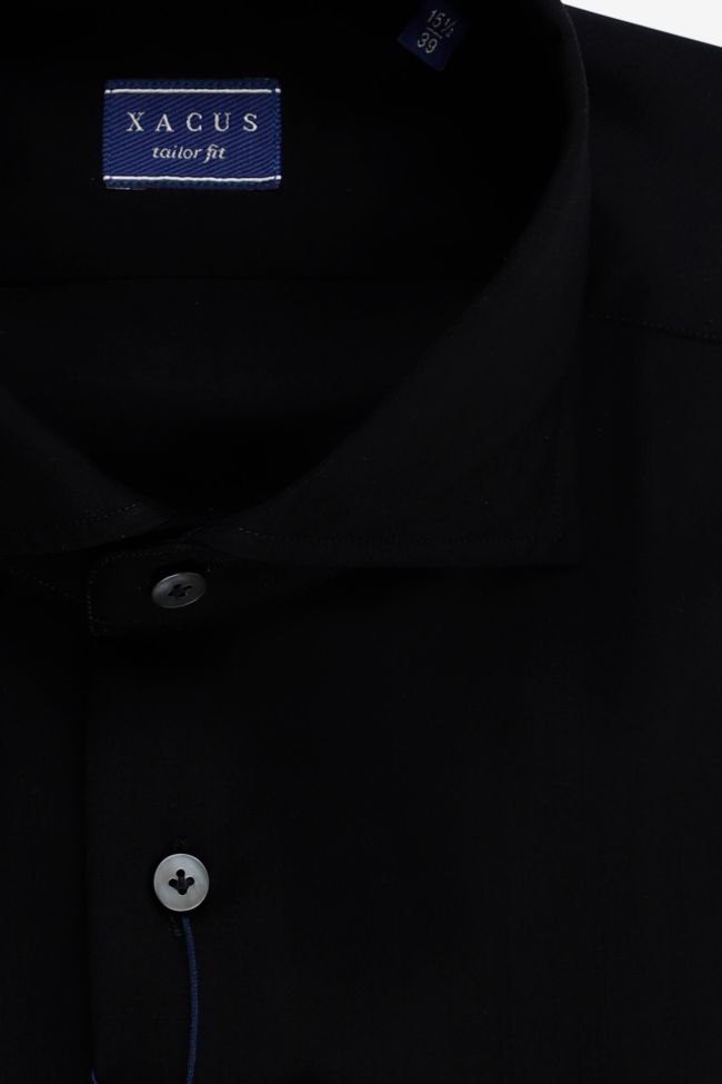 Xacus Hemd Herren Xacus Regular Einfarbig 100% Merinowolle Kragen Französisch Lange Ärmel