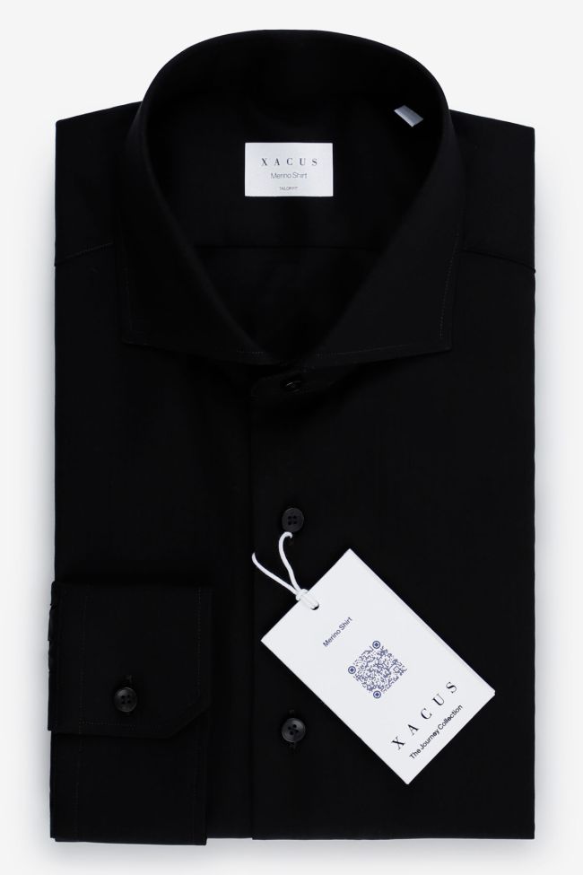 xacus Hemd Herren Xacus Regular Einfarbig 100% Merinowolle kragen Französisch Lange Ärmel