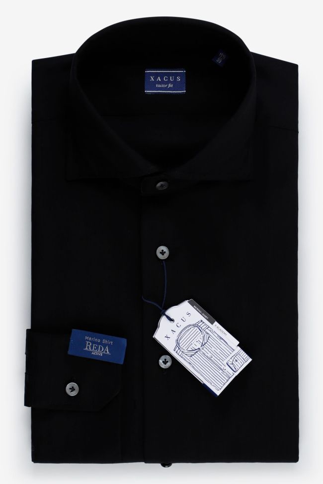 xacus Hemd Herren Xacus Regular Einfarbig 100% Merinowolle kragen Französisch Lange Ärmel