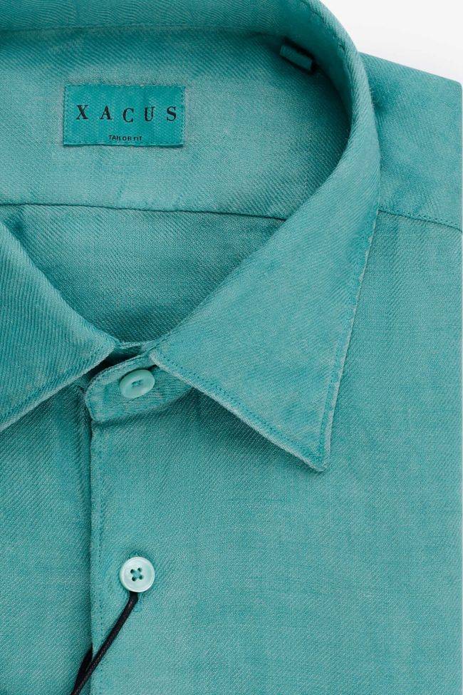 Xacus Hemd Herren Xacus Regular Einfarbig 100% Ramie Kragen Italienisch Lange Ärmel