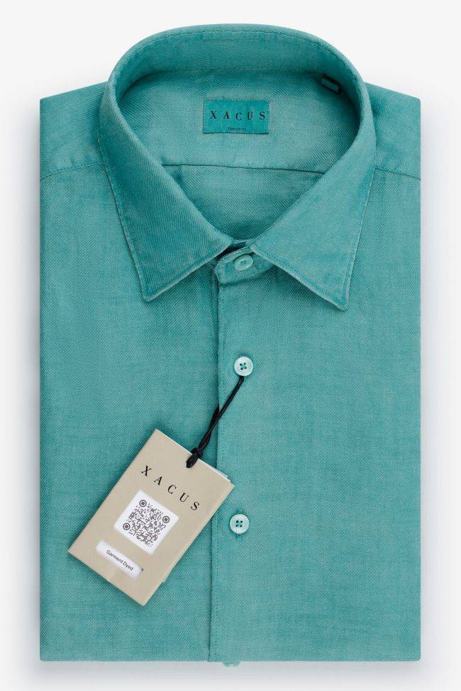 xacus Hemd Herren Xacus Regular Einfarbig 100% ramie kragen Italienisch Lange Ärmel