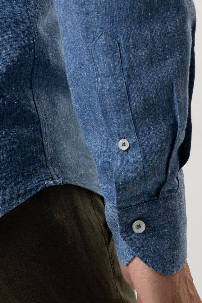 Xacus Hemd Herren Xacus Regular Einfarbig 56% Linen 44% Cotton Kragen Französisch Lange Ärmel