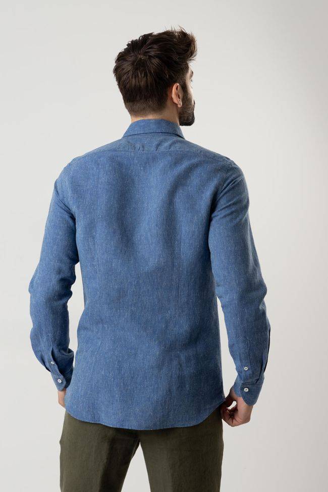 Xacus Hemd Herren Xacus Regular Einfarbig 56% Linen 44% Cotton Kragen Französisch Lange Ärmel