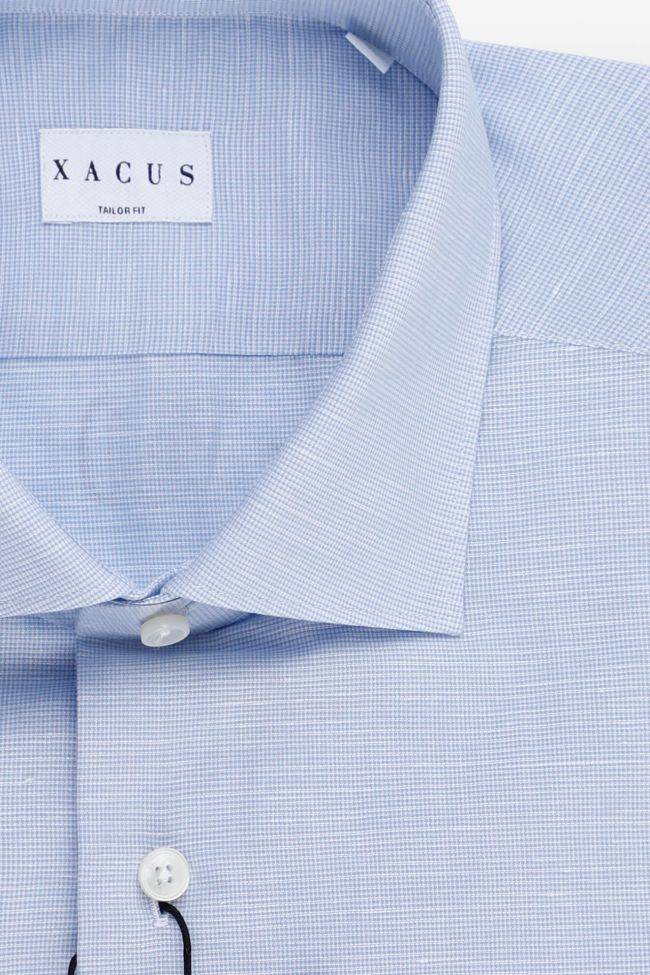 Xacus Hemd Herren Xacus Regular Einfarbig 60% Baumwolle, 40% Leinen Kragen Französisch Lange Ärmel