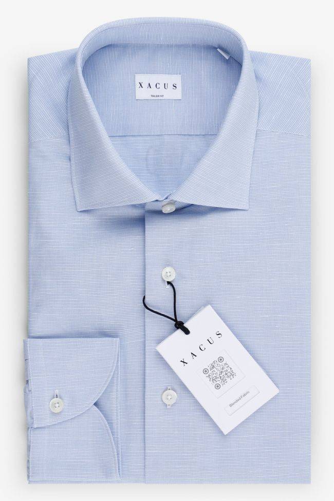 xacus Hemd Herren Xacus Regular Einfarbig 60% Baumwolle, 40% Leinen kragen Französisch Lange Ärmel