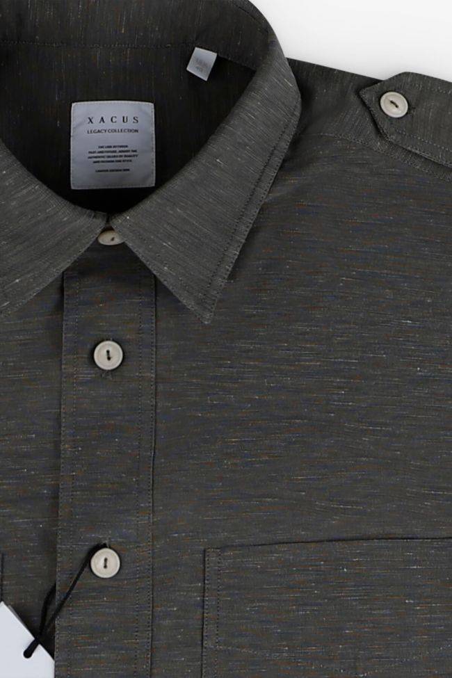 Xacus Hemd Herren Xacus Regular Einfarbig 66% Polyester 34%linen Kragen Italienisch Lange Ärmel