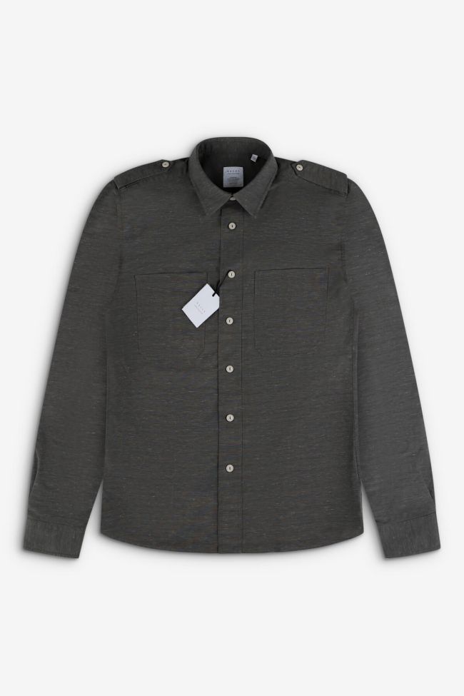 xacus Hemd Herren Xacus Regular Einfarbig 66% polyester 34%linen kragen Italienisch Lange Ärmel