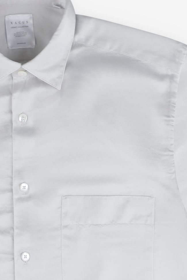 Xacus Hemd Herren Xacus Regular Einfarbig 70% Baumwolle 30% Seide Kragen Italienisch Lange Ärmel