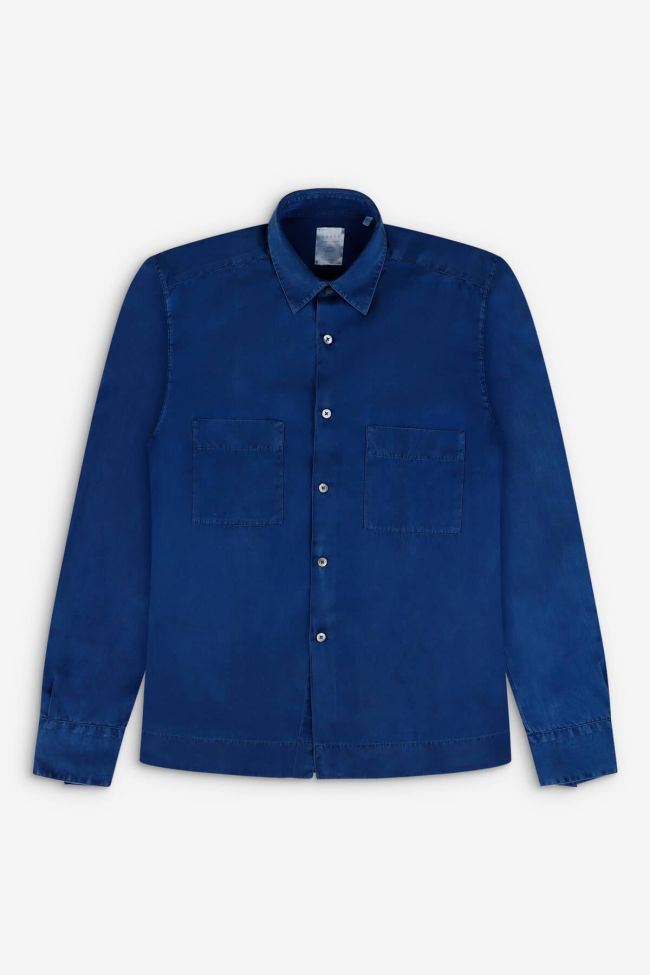 Xacus Hemd Herren Xacus Regular Einfarbig 70% Baumwolle 30% Seide Kragen Italienisch Lange Ärmel