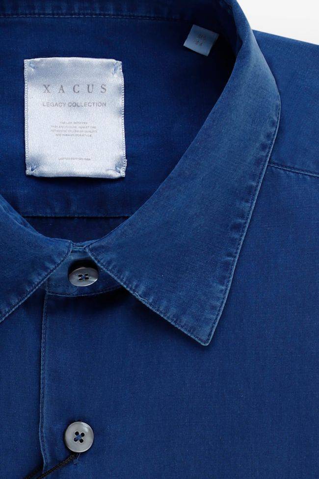 Xacus Hemd Herren Xacus Regular Einfarbig 70% Baumwolle 30% Seide Kragen Italienisch Lange Ärmel