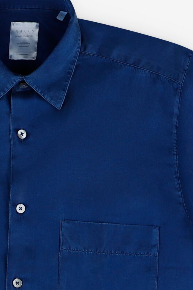 Xacus Hemd Herren Xacus Regular Einfarbig 70% Baumwolle 30% Seide Kragen Italienisch Lange Ärmel