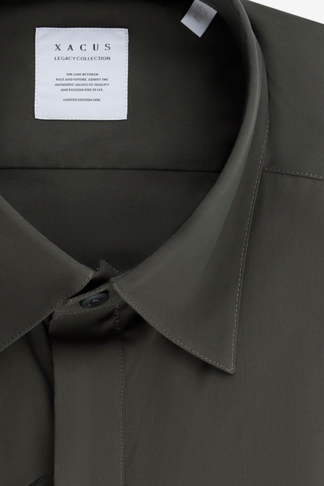 Xacus Hemd Herren Xacus Regular Einfarbig 72% Baumwolle 3% Elastan 25% Pa Kragen Italienisch Lange Ärmel