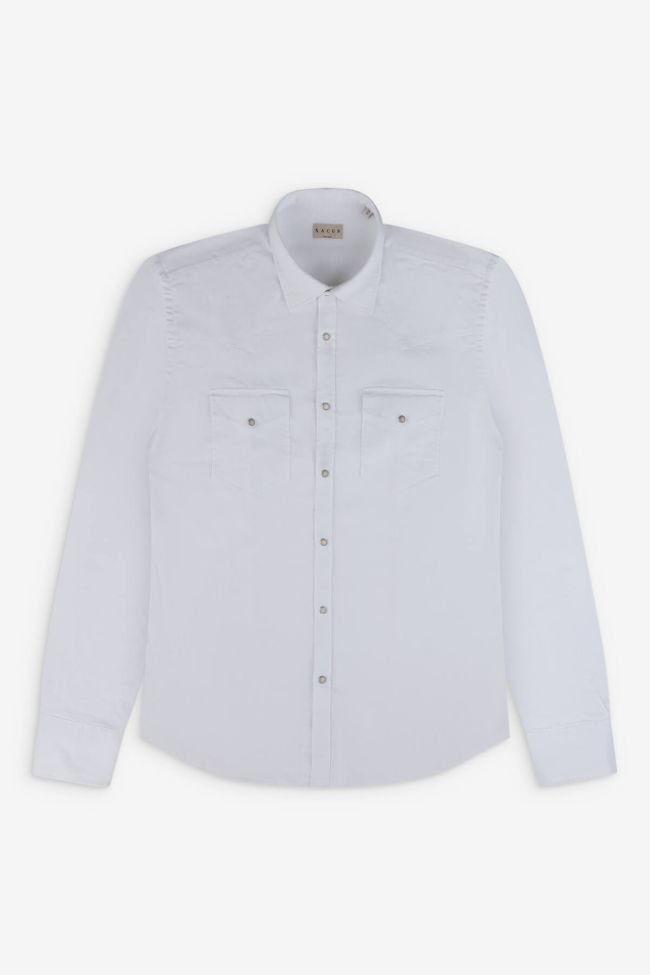 Xacus Hemd Herren Xacus Regular Einfarbig 75% Baumwolle, 25% Leinen Kragen Italienisch Lange Ärmel